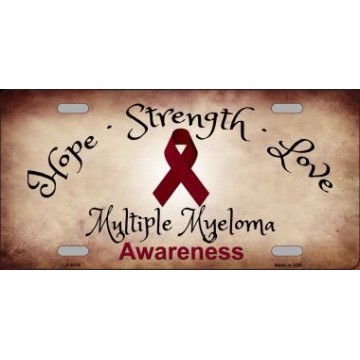 Multiple Myeloma Cancer Ribbon Metal License Plate